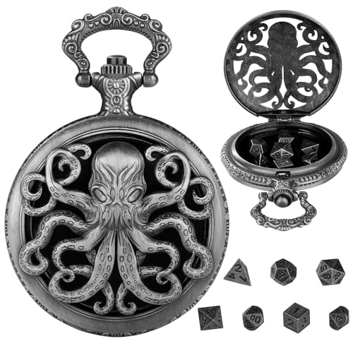 Hshenjhu Mini DND Würfel Set, 7 Teiliges Polyedrisches Metall D&D Würfel Set, Metall DND Würfel mit Hohlem SteampunkTaschenuhr Gehäuse, Rollenspiele-Brettspielzubehör Würfel, Pistole Schwarz Hshenjhu Mini DND Würfel Set, 7 Teiliges Polyedrisches Metall D&D Würfel Set, Metall DND Würfel mit Hohlem SteampunkTaschenuhr Gehäuse, Rollenspiele-Brettspielzubehör Würfel, Pistole Schwarz von Hshenjhu