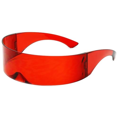 Hshenjhu Space Brille, Futuristische Sonnenbrille, Partybrille für Damen Herren, Futuristische Rave Brille, Randlose Sonnenbrille, für Konzert, Bar, DJ, Nachtleben, Versammlungen（Rote） von Hshenjhu