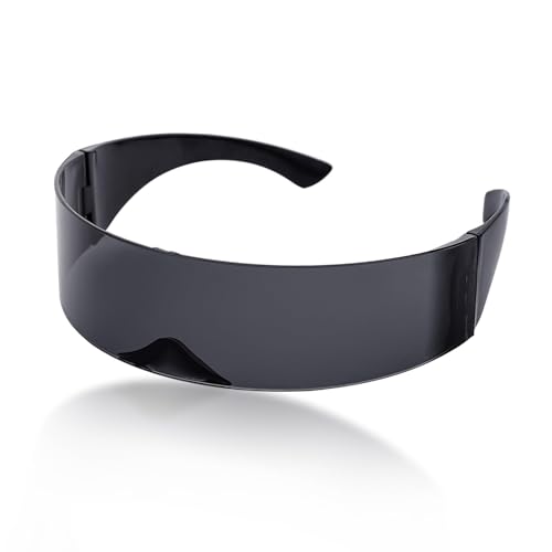 Hshenjhu Space Brille, Futuristische Sonnenbrille, Partybrille für Damen Herren, Futuristische Rave Brille, Randlose Sonnenbrille, für Konzert, Bar, DJ, Nachtleben, Versammlungen（Schwarz） von Hshenjhu