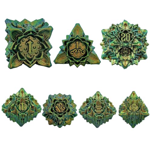Hsthe Sea 7-TLG. Blattdesign DND Würfel DND Metallwürfel Set Gelb Grün Dungeons and Dragons Würfel, handgefertigte polyedrische Würfel RPG D und D Rollenspielwürfel Hsthe Sea 7-TLG. Blattdesign DND Würfel DND Metallwürfel Set Gelb Grün Dungeons and Dragons Würfel, handgefertigte polyedrische Würfel RPG D und D Rollenspielwürfel von Hsthe Sea