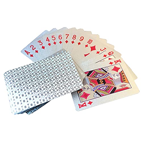 Hsthe Sea Premium Spielkarten, Pokerkarten, Schwarze Deluxe Spielkarten, wasserdichte Pokerkarten, waschbar und flexibel, hochwertiger Kunststoff (Silber) von Hsthe Sea