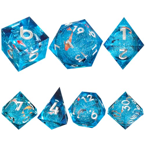 Hsthe Sea Resin DND Würfelset, polyedrischer Flüssigkern Koi Fisch DND Würfel mit Box, D und D RPG Rollenspielwürfel Hsthe Sea Resin DND Würfelset, polyedrischer Flüssigkern Koi Fisch DND Würfel mit Box, D und D RPG Rollenspielwürfel von Hsthe Sea