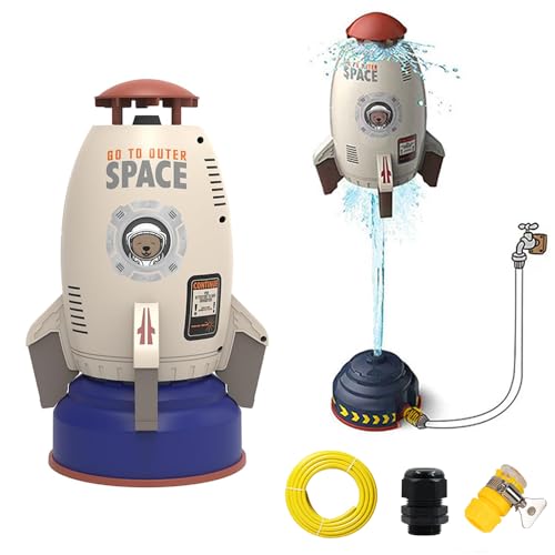 HuaMuDM Rocket Wassersprinkler Kinder Outdoor,Water Rocket Sprinkler,Garten Wasserstrahl Rakete,Outdoor Wasserspielzeug Sprinkler für Kinder Raketenform,Außenbereich,Rasen,Garten,Pool-Party von HuaMuDM