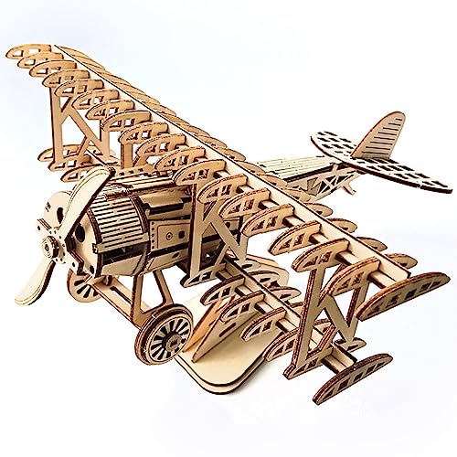 HuaCan 3D Puzzle Holz Flugzeug Holzpuzzle Spielzeug Modellbausatz für Erwachsene und Kinder Modellbau Dekor Schwierigkeitsgrad 3 Sterne von Huacan