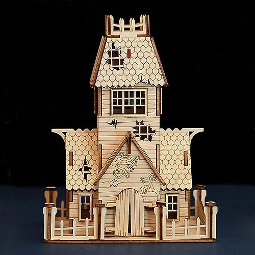 HuaCan 3D Puzzle Holz Verlassenes Haus Holzpuzzle Spielzeug Modellbausatz für Erwachsene und Kinder Modellbau Deko Schwierigkeitsgradr 2 Sterne von Huacan