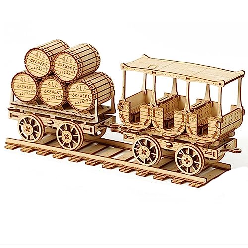 HuaCan 3D Puzzle Holz Weinwagen Holzpuzzle Spielzeug Modellbausatz für Erwachsene und Kinder Modellbau Dekor Schwierigkeitsgrad 3 Sterne von Huacan