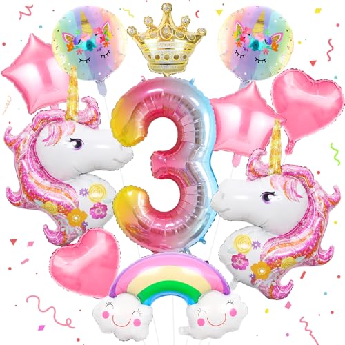 12 Stück Rosa Luftballon Einhorn Geburtstagsdeko 3 Jahre Mädchen Runde Folienballon Einhorn Kindergeburtstag Party Deko Mit Krone/Regenbogen/Stern/Herz/Band/Zahl Für Einhorn Thema Festival Party 12 Stück Rosa Luftballon Einhorn Geburtstagsdeko 3 Jahre Mädchen Runde Folienballon Einhorn Kindergeburtstag Party Deko Mit Krone/Regenbogen/Stern/Herz/Band/Zahl Für Einhorn Thema Festival Party von Huahuanghui