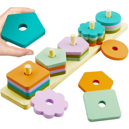 20 pcs Holz Sortier & Stapelspielzeug,Holz Montessori Spielzeug ab 1 2 3 Jahre,Steckpuzzle Holz ab 1 Jahr,Geometrische Baukasten,Holzspielzeug Stapelturm und Puzzle Motorikspielzeug,Lernspielzeug 20 pcs Holz Sortier & Stapelspielzeug,Holz Montessori Spielzeug ab 1 2 3 Jahre,Steckpuzzle Holz ab 1 Jahr,Geometrische Baukasten,Holzspielzeug Stapelturm und Puzzle Motorikspielzeug,Lernspielzeug von Huahuanghui