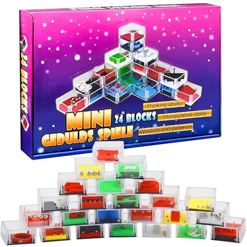 24 Stück Mini Denkspiel Knobelspiel Geduldsspiele für Kinder,Adventskalender 2023 Knobelspiele mit 24 Geduldsspiele 3D Geduldsspiel Geschicklichkeitsspiel für Kinder Erwachsene von Huahuanghui