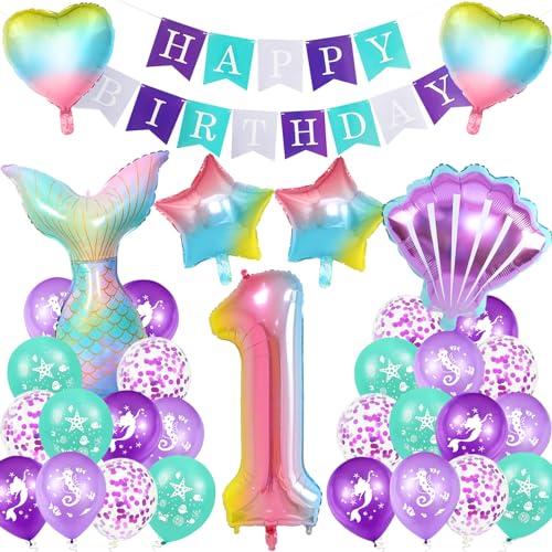 Meerjungfrau Geburtstag Deko 1 Jahre,XXL Regenbogen Zahlen 1 Folien Luftballon,Meerjungfrauen Luftballon 1 Jahre,Geburtstagsdeko Mädchen,Meerjungfrauen Thema Party Set Meerjungfrau Geburtstag Deko 1 Jahre,XXL Regenbogen Zahlen 1 Folien Luftballon,Meerjungfrauen Luftballon 1 Jahre,Geburtstagsdeko Mädchen,Meerjungfrauen Thema Party Set von Huahuanghui