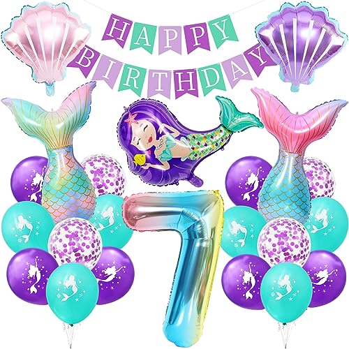 Meerjungfrau Luftballon, Meerjungfrau Geburtstag Deko 7 Jahre,Kindergeburtstag Luftballon Mädchen,Meerjungfrauen Thema Party Set mit Folienballon,Happy Birthday Banner,Meerjungfrau Ballon Meerjungfrau Luftballon, Meerjungfrau Geburtstag Deko 7 Jahre,Kindergeburtstag Luftballon Mädchen,Meerjungfrauen Thema Party Set mit Folienballon,Happy Birthday Banner,Meerjungfrau Ballon von Huahuanghui