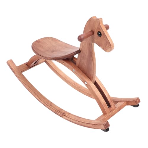 Hölzernes Pferdespielzeug, Schaukelpferdstuhl, Hohe Tragfähigkeit, Sicher und Zuverlässig für die Frühe Bildung (Walnussholzfarbe) von Huairdum