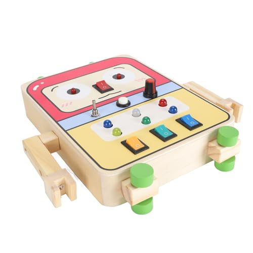 Hölzernes Sensorbrett-Schalterspielzeug, Bewegliche Hände, Hölzerner Babyknopf, Leuchtendes Spielzeug für den Kindergarten von Huairdum