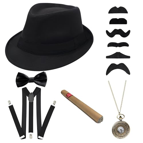 Huamengyuan 1920 Herren Gatsby Accessoires Mode der 20er Jahre Hosenträger Fliege Taschenuhr Papierzigarre Outfit-Accessoires der 21er Jahre für Männer Gentlemen-Bälle, Partys und Auftritte Huamengyuan 1920 Herren Gatsby Accessoires Mode der 20er Jahre Hosenträger Fliege Taschenuhr Papierzigarre Outfit-Accessoires der 21er Jahre für Männer Gentlemen-Bälle, Partys und Auftritte von Huamengyuan
