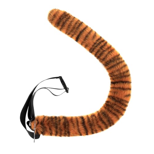 Huamengyuan Pelziges Tier Cosplay Kostüm Tigerohren Damen Katzenohren Haarband mit Schwanz Set Plüsch Pelzigen Fuchsohren Stirnband Tier Fuchsschwanz Haarschmuck Katze von Huamengyuan