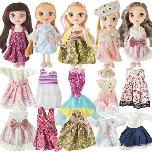 Huang Cheng Toys 16 cm große Mini-Mädchen-Puppen, enthalten 10 Sets handgefertigte Puppenkleidung, 5 Sets 16 cm kleine Mädchenpuppen, 5 Paar Schuhe Huang Cheng Toys 16 cm große Mini-Mädchen-Puppen, enthalten 10 Sets handgefertigte Puppenkleidung, 5 Sets 16 cm kleine Mädchenpuppen, 5 Paar Schuhe von Huang Cheng Toys
