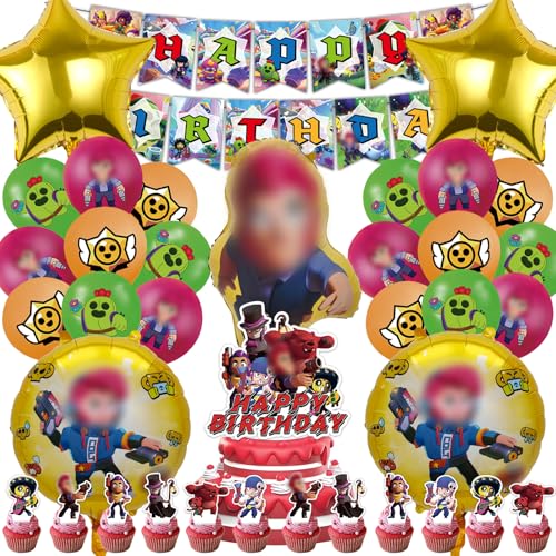 Huangzd 46 Stück Braw Stas Geburtstagsdeko Junge, Braw Stas Luftballons Geburtstag Set, Kindergeburtstag Folienballon, Geburtstag Party Deko Ballons Set für Kinder (A) von Huangzd