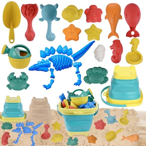 Huanuoda Sandspielzeug für Kinder,Strandspielzeug Set, 25PCS Dinosaurier Strandspielzeug Set mit silikon Sandeimer, Reise Sandspielzeug Sandformen,Sandkasten Spielzeug,Strandspielzeug für Kleinkinder Huanuoda Sandspielzeug für Kinder,Strandspielzeug Set, 25PCS Dinosaurier Strandspielzeug Set mit silikon Sandeimer, Reise Sandspielzeug Sandformen,Sandkasten Spielzeug,Strandspielzeug für Kleinkinder von Huanuoda