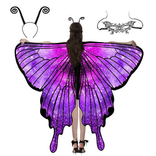 Schmetterling Kostüm Damen,Karneval Kostüm,Schmetterling Umhang,halloween kostüm damen,Fasching Kostüm Mit Maske Stirnband,Fee Kostüm für Cosplay Karneval Halloween Weihnachte (Sternenhimmel Violett) Schmetterling Kostüm Damen,Karneval Kostüm,Schmetterling Umhang,halloween kostüm damen,Fasching Kostüm Mit Maske Stirnband,Fee Kostüm für Cosplay Karneval Halloween Weihnachte (Sternenhimmel Violett) von Huanuoda