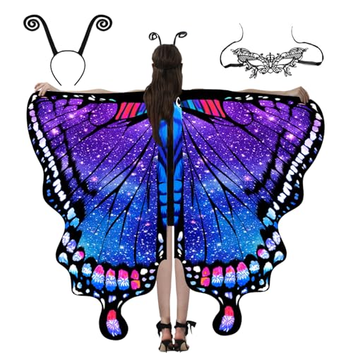 Schmetterling Kostüm Damen,Karneval Kostüm,Schmetterling Umhang,halloween kostüm damen,Fasching Kostüm Mit Maske Stirnband,Fee Kostüm für Cosplay Karneval Halloween Weihnachte (Sternenhimmel Blau) Schmetterling Kostüm Damen,Karneval Kostüm,Schmetterling Umhang,halloween kostüm damen,Fasching Kostüm Mit Maske Stirnband,Fee Kostüm für Cosplay Karneval Halloween Weihnachte (Sternenhimmel Blau) von Huanuoda
