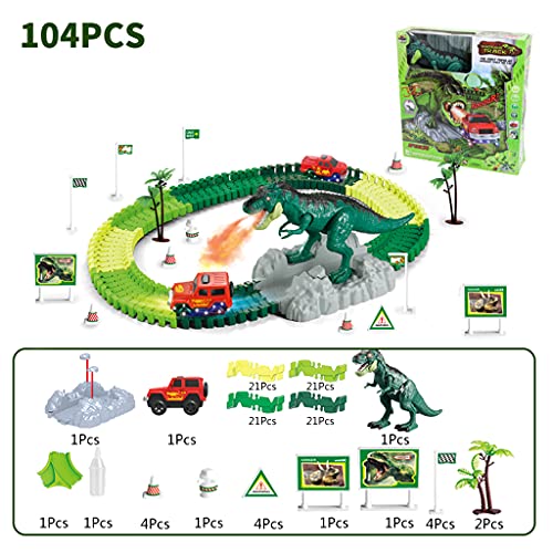 Dinosaurier Spielzeug Spielset Actionfigur Für Spielfahrzeug Interaktives Block Spielzeug Für W/für T Auto Versorgung Dinosaurier Rennstrecke Für Jungen Dinosaurier Rennstrecken von Huaqgu