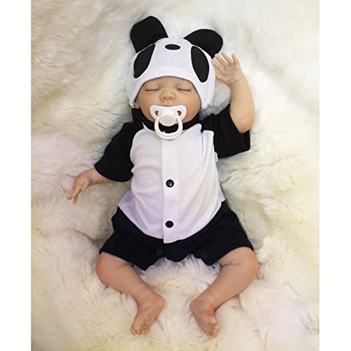 Huaqgu 18" Baby Fertiggestellt Für Spielzeug Mädchen Zubehör Babyzimmerdekoration Mit Panda Stoff Baby Realistisch von Huaqgu