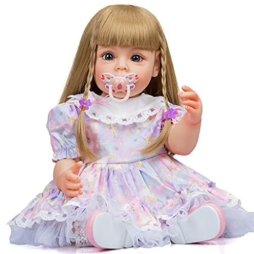 Huaqgu 21-Zoll Baby Puppen Für Mädchen Wiedergeboren Süßes Geburtstagsgeschenk Echt Und Weich Berührend Kaukasisch Mit Wunderschönen Puppen Die Echt Aussehen Und Winzige Puppen Sind Ganzkörper von Huaqgu