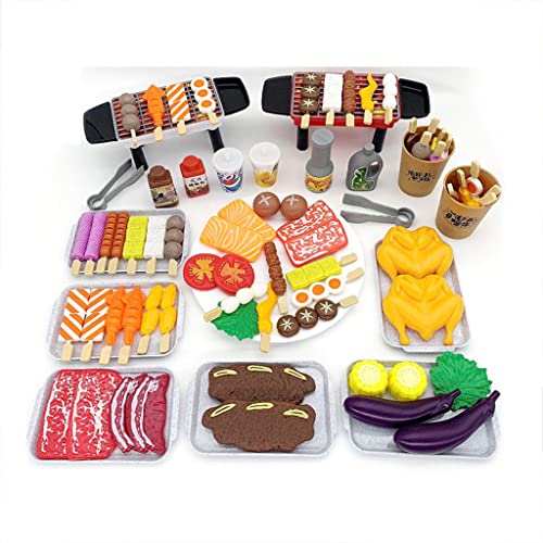 Huaqgu 80-teiliges Küchen Und Lebensmittelspielzeug Set Kochen Für Kinder Grillspaß Rolle Zum Spielen Rollenspiel Grill Kochen Küchenspielzeug Lebensmittelspielzeug Für Kleinkinder Kinder von Huaqgu