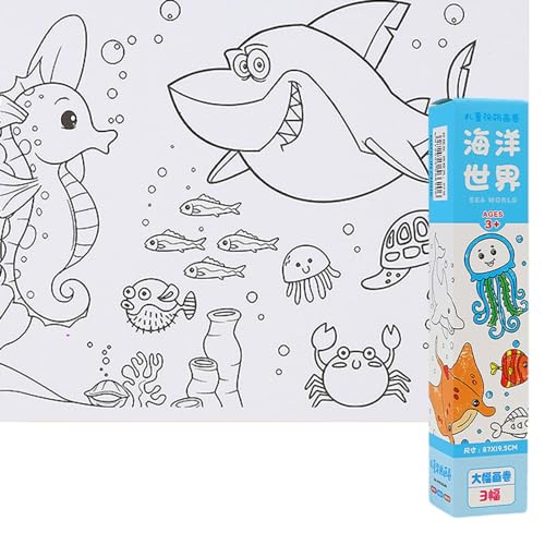 Huaqgu Kreative Malpapierrolle Für Kinder Malpapierrolle Ozean Thema Malpapier Für Kinder Mädchen Jungen Kinderpapier Zum Ausmalen von Huaqgu
