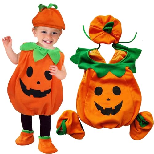 Huarsion Kinder Kürbis Kostüm Halloween Kürbiskostüm Halloween Kostüm Kürbis Halloween Kostüm Kinder Mädchen Jungen Karneval Fasching Halloween Party Cosplay Kleidung von Huarsion