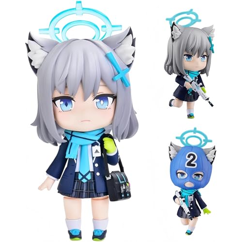 Huawealthy Sunaokami Shiroko-Figur, austauschbare Gesichter und bewegliche Gelenke, Actionfiguren, 10 cm, PVC, süßes Mädchenmodell, Statue, Desktop-Dekoration, Ornamente, Geschenke von Huawealthy