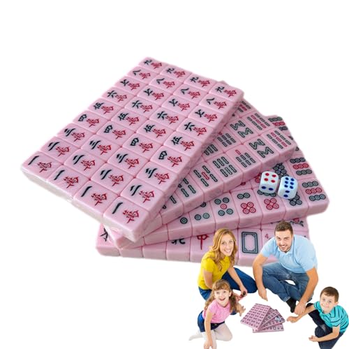 Huaxingda -Mahjong-Spiel, Mahjong-Stein-Set - Leichte tragbare Mahjong-Sets mit klarer Gravur | -Legespiel, Reisezubehör für Reisen, Schulen, Ausflüge, Schlafsäle von Huaxingda