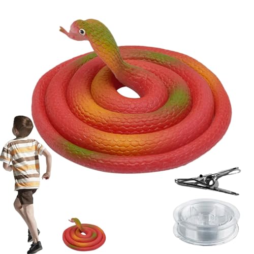Huaxingda Schlangenstreich für Golf, Fake Snake Prank - Schlangen-Streichspielzeug aus Silikon mit durchsichtiger Schnur und Metallclip - Erschreckendes, einfach zusammenzubauendes Gag-Spielzeug, von Huaxingda