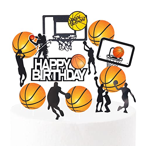 14 Stück Basketball Tortendeko Geburtstag, Happy Birthday Tortendeko, Basketball Sport Spieler, Basketball Tortenaufleger, Kuchen Deko Geburtstag für Tauf Geburtstag Festival Party von Huaxintoys