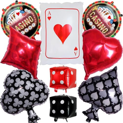 Casino Party Deko Folienballons, Poker Thema Heliumballons, Würfel Folienballons, Party Dekorationen zum Las Vegas Casino Thema, Folienballon Casino Theme für Poker Events (9 Stück) von Huaxintoys