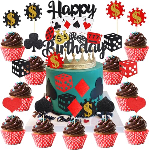 Huaxintoys Tortendekoration Casino, 25 Stück Pokerspiel Deko Geburtstag Set, Cake Topper Chips, Würfel Geburtstag Deko, Poker Party Kuchen Dekoration, Casino Party Geburtstags Dekoration Huaxintoys Tortendekoration Casino, 25 Stück Pokerspiel Deko Geburtstag Set, Cake Topper Chips, Würfel Geburtstag Deko, Poker Party Kuchen Dekoration, Casino Party Geburtstags Dekoration von Huaxintoys