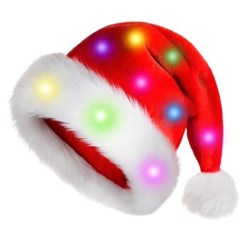 Huayeex Leuchtende Weihnachtsmütze, Weihnachtsmütze Plüsch, Weihnachtsmütze Mit Led Lichtern, Weihnachten Mützen Rote, Partykostüm Für Neujahrs Weihnachtsfeiern, Cosplay Zubehör Für Erwachsene Kinder Huayeex Leuchtende Weihnachtsmütze, Weihnachtsmütze Plüsch, Weihnachtsmütze Mit Led Lichtern, Weihnachten Mützen Rote, Partykostüm Für Neujahrs Weihnachtsfeiern, Cosplay Zubehör Für Erwachsene Kinder von Huayeex