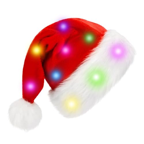 Huayeex Leuchtende Weihnachtsmütze, Weihnachtsmütze Plüsch, Weihnachtsmütze Mit Led Lichtern, Weihnachten Mützen Rote, Partykostüm Für Neujahrs Weihnachtsfeiern, Cosplay Zubehör Für Erwachsene Kinder Huayeex Leuchtende Weihnachtsmütze, Weihnachtsmütze Plüsch, Weihnachtsmütze Mit Led Lichtern, Weihnachten Mützen Rote, Partykostüm Für Neujahrs Weihnachtsfeiern, Cosplay Zubehör Für Erwachsene Kinder von Huayeex