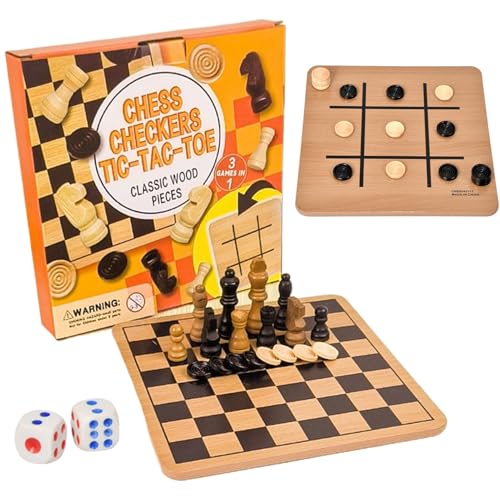 Huayeex Schachspiel Aus Holz, Schach Und Dame Spiel, Beidseitiges Spielbrett Mit Figuren Für Anfänger Kinder Erwachsene Familie Reise Zuhause von Huayeex