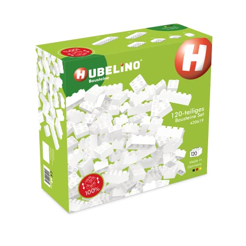 Hubelino #420619 120-teiliges Bausteine Set, weiße Bausteine, kompatibel mit großen Bausteinen anderer Hersteller, Made in Germany ab 1,5 Jahren von Hubelino