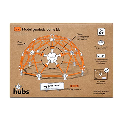 hubs - Geodätische Kuppel Spielzeug Bausatz | 6+ | STEM - Technik - pädagogisch - Bauen - Heimwerken - Architektur - Geometrie - Buckminster Fuller | Arbeitet mit Lego für kreatives Spielen | 263 von hubs