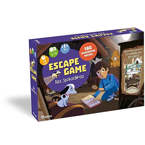 AUZOU, Escape Game - Das Spukschloss, Rätselspiel Kinder, Spannendes Geister-Abenteuer, Kinderspiele ab 7, Kooperatives Spiel, Für 1–4 Spieler ab 7 Jahren von AUZOU
