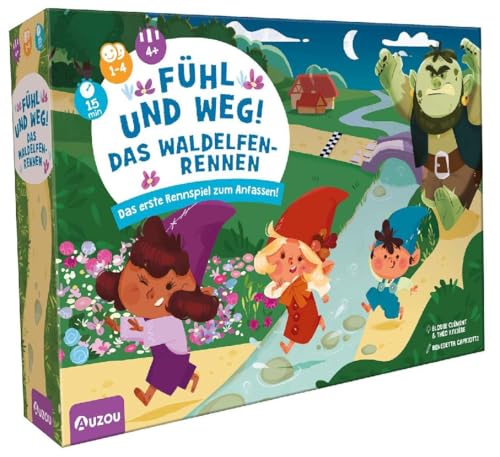Huch!, Fühl und Weg! Das Waldelfenrennen, Spannendes Elfen-Spiel, Suchspiel für Kinder, Kinderspiele ab 4, Interaktives Tastspiel, Für 1-4 Spieler ab 4 Jahren von AUZOU