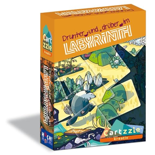 HUCH!, Cartzzle: Drunter und drüber im Labyrinth & Papa Dachs, Kreatives Familienspiel mit einzigartigem Karten-Puzzle, Für 1–4 Spieler ab 8 Jahren von HUCH!