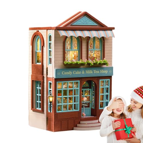 DIY-Miniatur-Hausbausatz, Mini-Hausbausatz - DIY aufklappbares Puppenhaus aus Holz mit LED | DIY Mini-Puppenhaus-Möbelset, Geschenke für Familienfreunde Hudhowks von Hudhowks