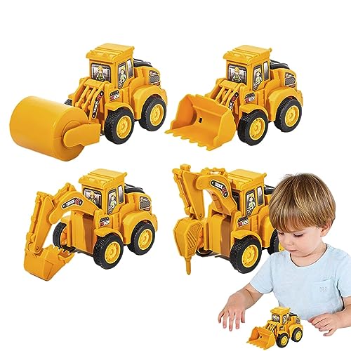 Hudhowks Baufahrzeuge Spielzeug | Roller-Bulldozer-Website-Spielzeug | Wiederverwendbares Bulldozer-Bagger-Spielzeug, Straßenwalzenbohrer, Auto-Pfahlantrieb, Geburtstagsgeschenk für Kleinkinder, von Hudhowks