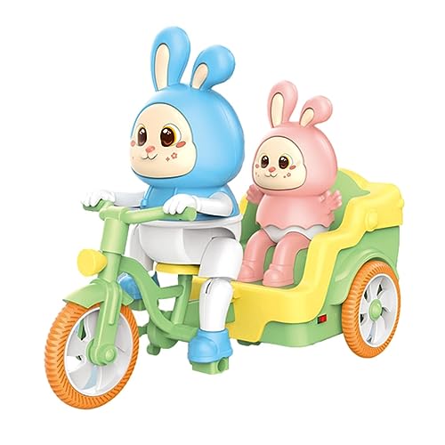 Hudhowks Elektrisches Kaninchen-Dreirad,Elektronisches Dreiradspielzeug Kaninchen für Kinder - Tragbares pädagogisches interaktives Hasen-Dreiradspielzeug für Jungen und Mädchen zum Geburtstag von Hudhowks