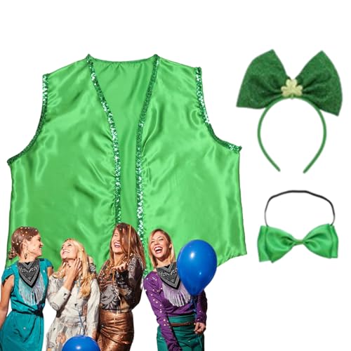 Hudhowks St. Patricks Day Kostüm-Outfit,St. Patrick's Day Partykostüm,St. Patrick's Day Kostüm-Anziehset - Feiertagskostüme, Party-Outfits für Damen und Herren, perfekt für Dekorationen von Hudhowks
