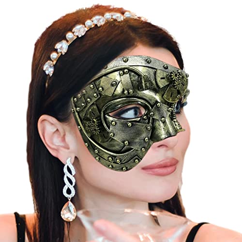 Hudhowks Venezianische Maske für Herrenkostü, Steampunk-Metallmaske, halbes Gesicht, Punk-Maske für Halloween-Kostümparty, Phantom der Opern, Faschingsball von Hudhowks