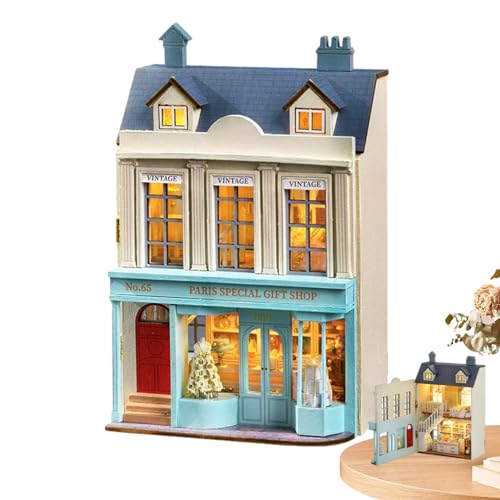 Puppenhaus-Miniatur-Holzmöbel-Bausatz,Miniatur-Puppenhaus-Bausatz,Aufklappbarer Tiny House-Bausatz für Erwachsene zum Bauen - DIY Mini-Puppenhaus-Möbelset, Geschenke für Familienfreunde Hudhowks von Hudhowks